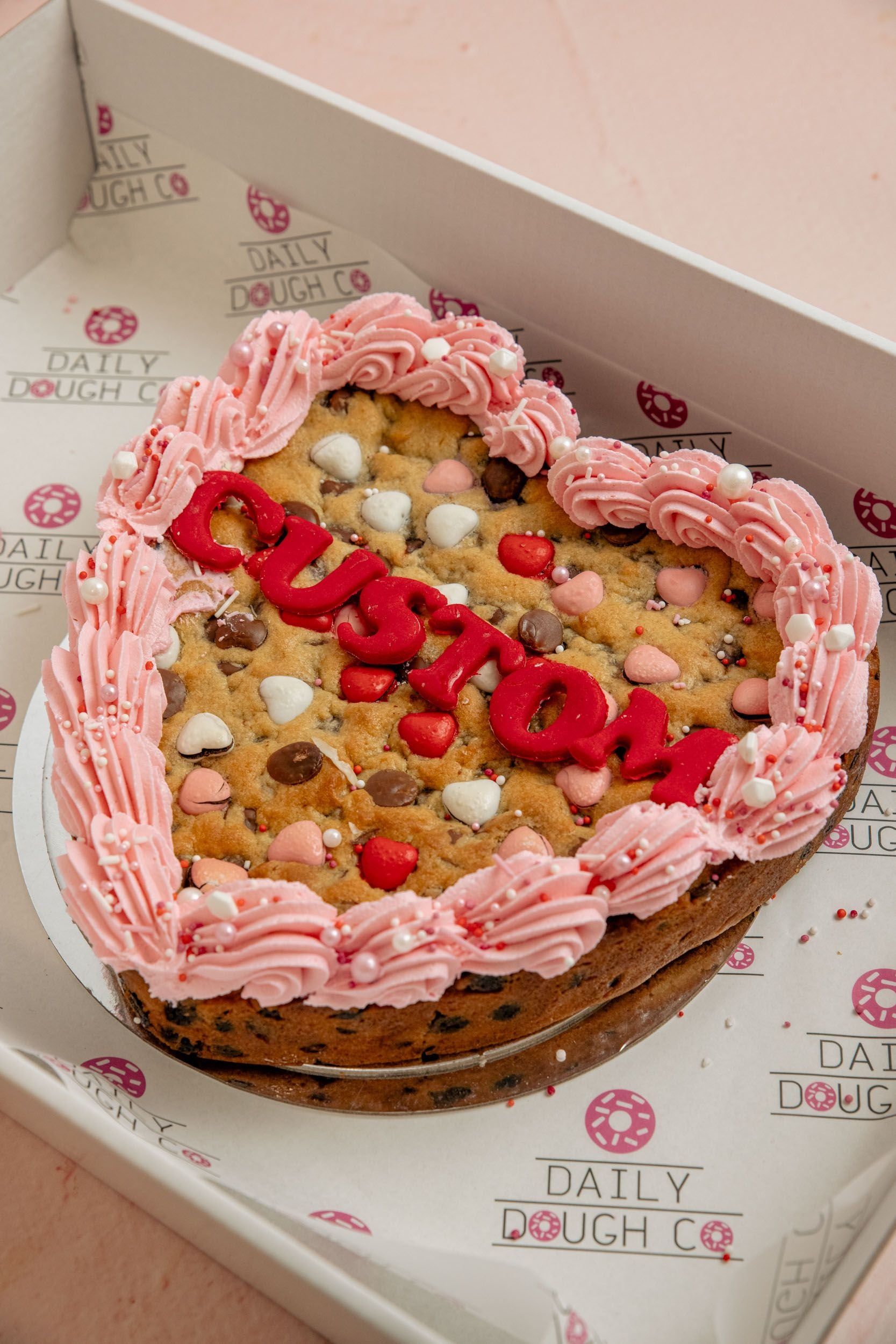 Custom pink cookie cake