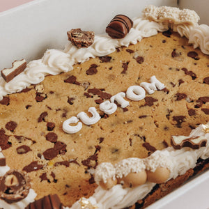 Custom kinder chocolate chip cookie slab